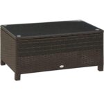 OutSunny Garden Rattan Side Table Brown Outdoor Side Table