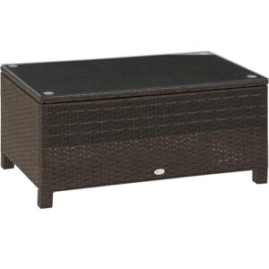 OutSunny Garden Rattan Side Table Brown Outdoor Side Table